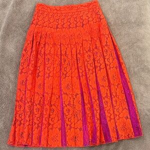 Diane Von Furstenberg Orange and Purple A-Line Skirt